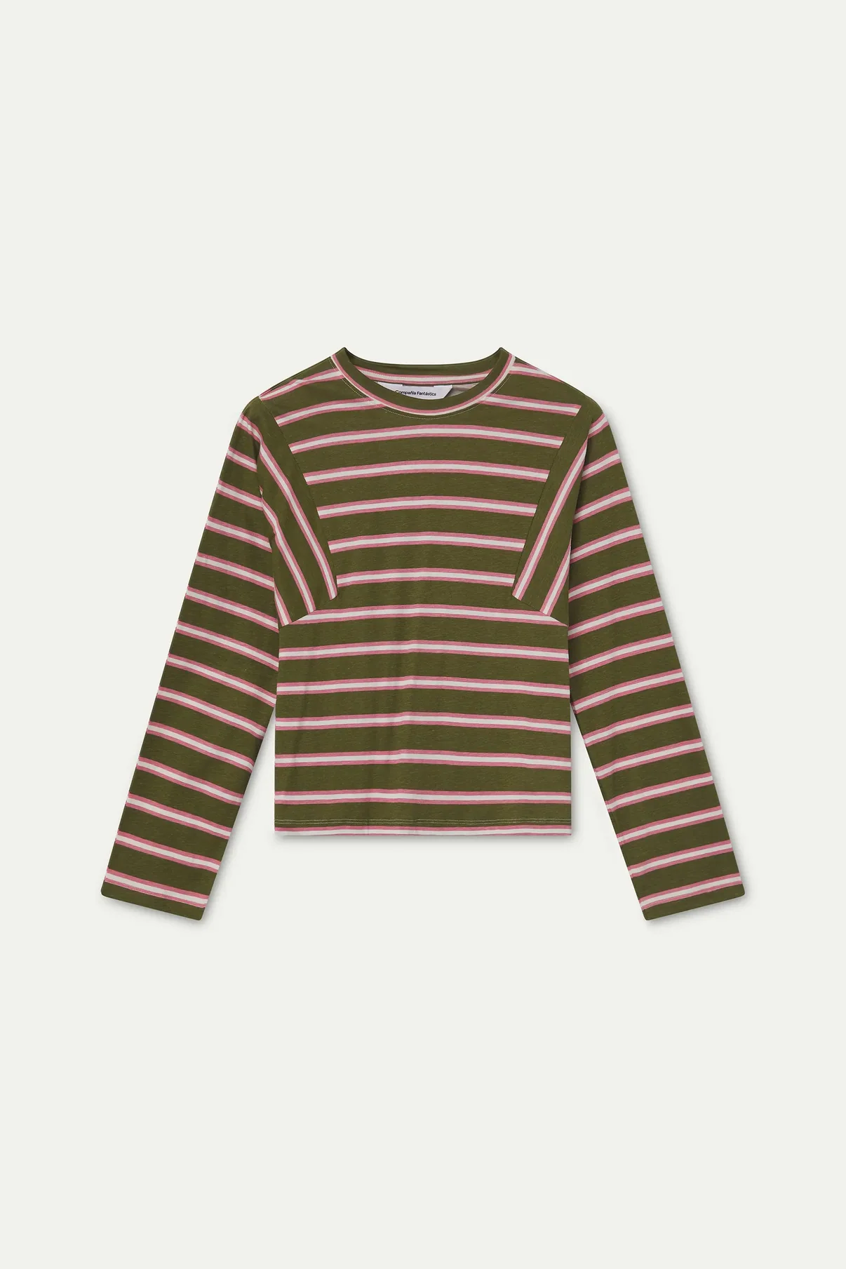 T-shirt righe manica lunga - VERDE MILITARE/ROSA