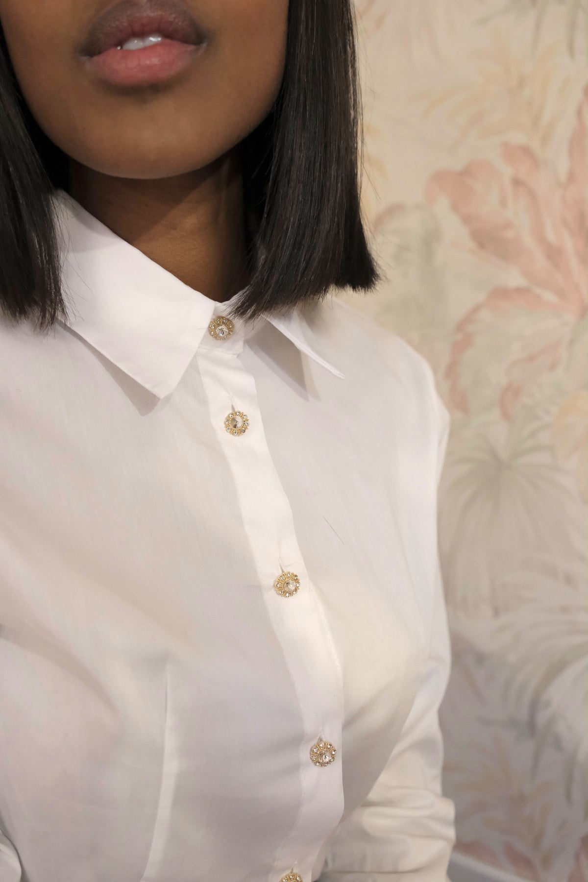 Camicia bottoni gioiello - BIANCO