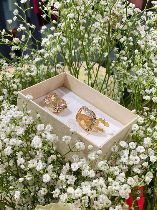 Copribottini retrò rettangolare zirconi - AMBRA