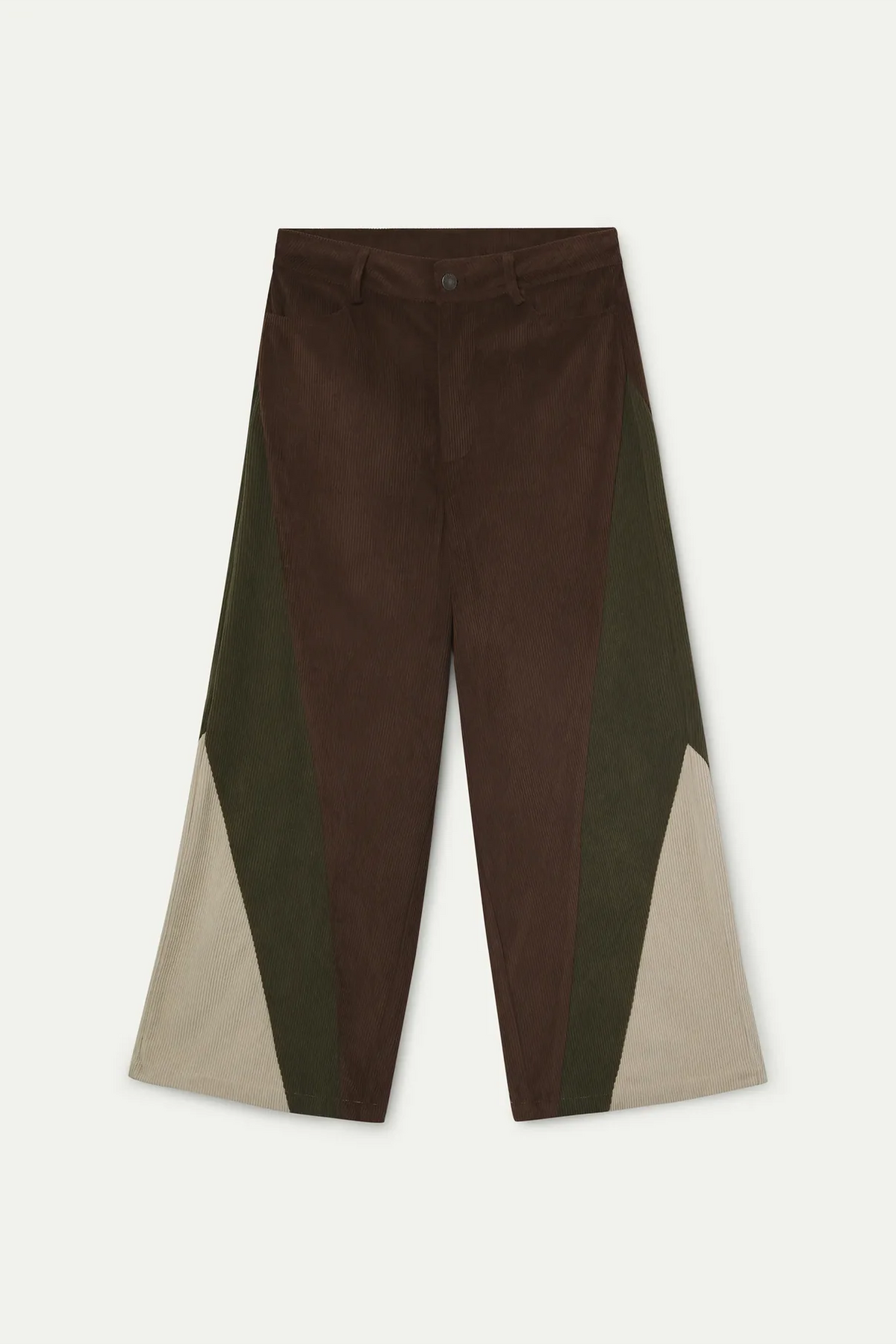 Pantalone a costine tricolore - MARRONE