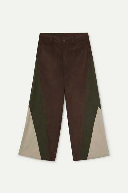 Pantalone a costine tricolore - MARRONE