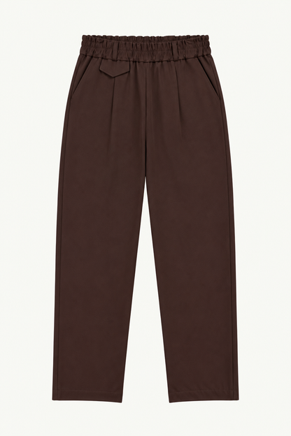 Pantalone con elastico basic - MARRONE