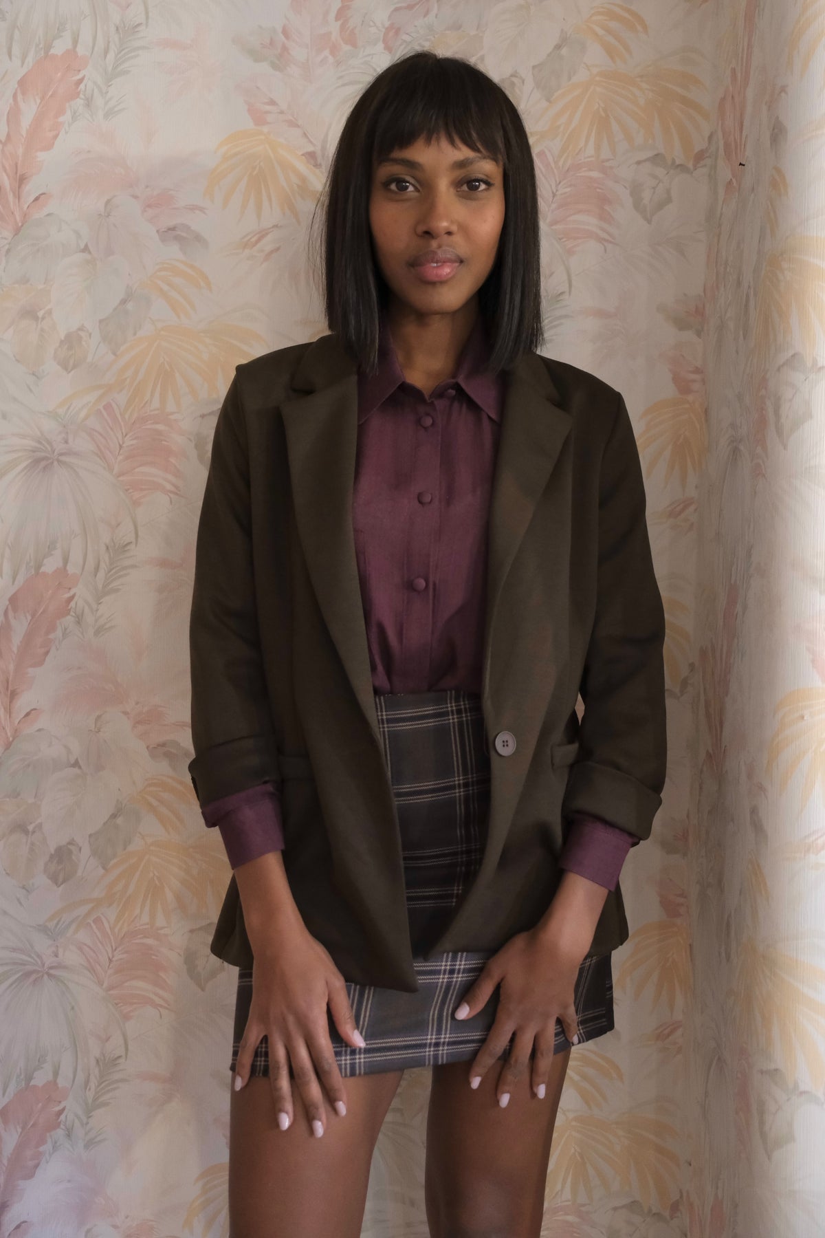 Camicia basic con tasche - BORDEAUX