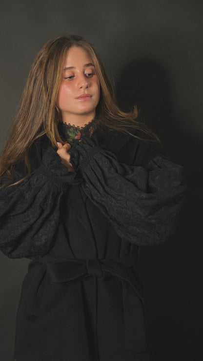 Cappotto chiusura kimono - NERO