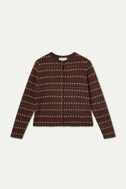 Cardigan fiorellini - MARRONE