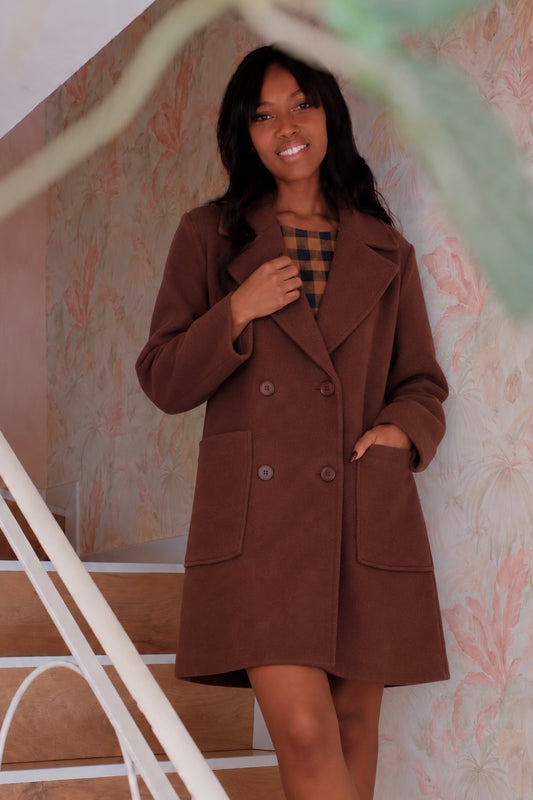 Cappotto doppiopetto basic - MARRONE