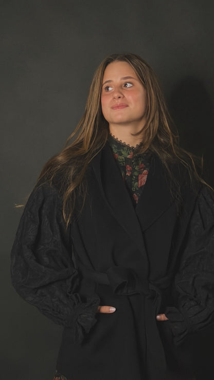Cappotto chiusura kimono - NERO