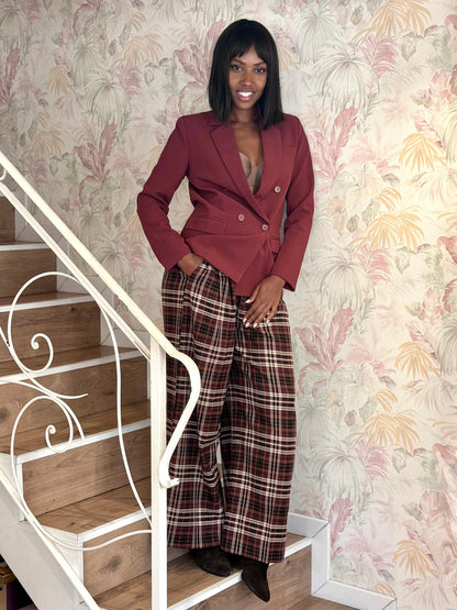 Pantalone a palazzo con pence - CILIEGIA