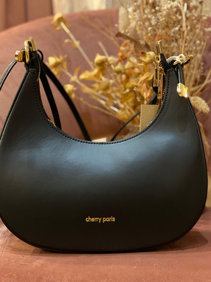 Borsa ALISSA a spalla in pelle liscia - NERO