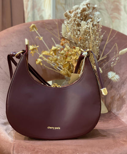 Borsa ALISSA a spalla in pelle liscia - BORDEAUX