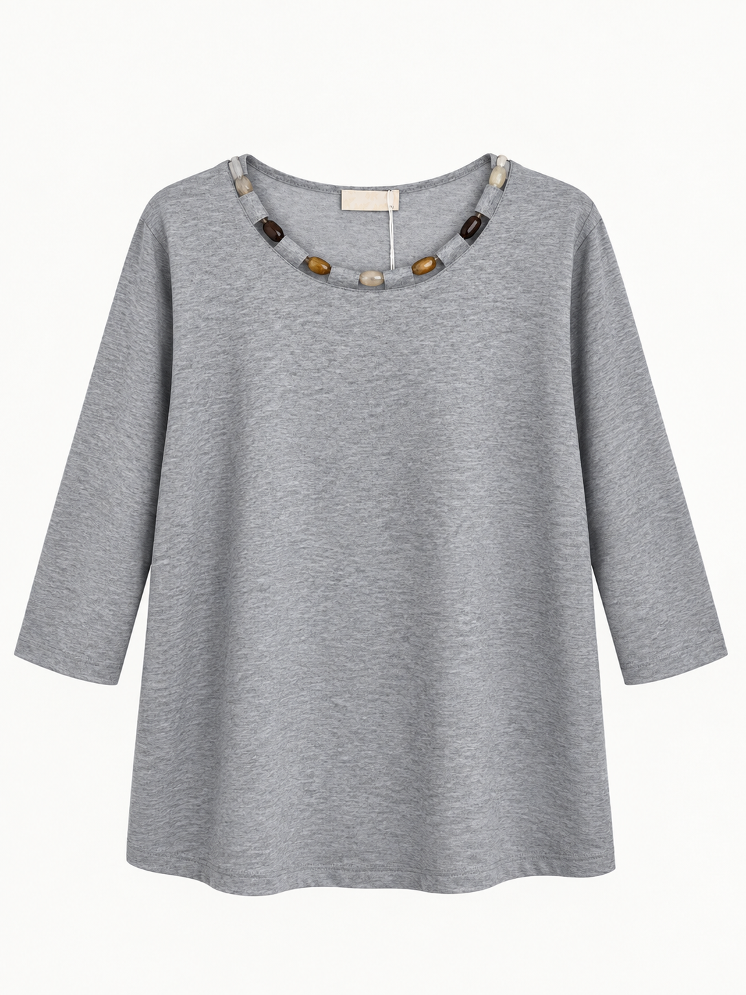 Felpa leggera con inserti sul collo - GRIGIO