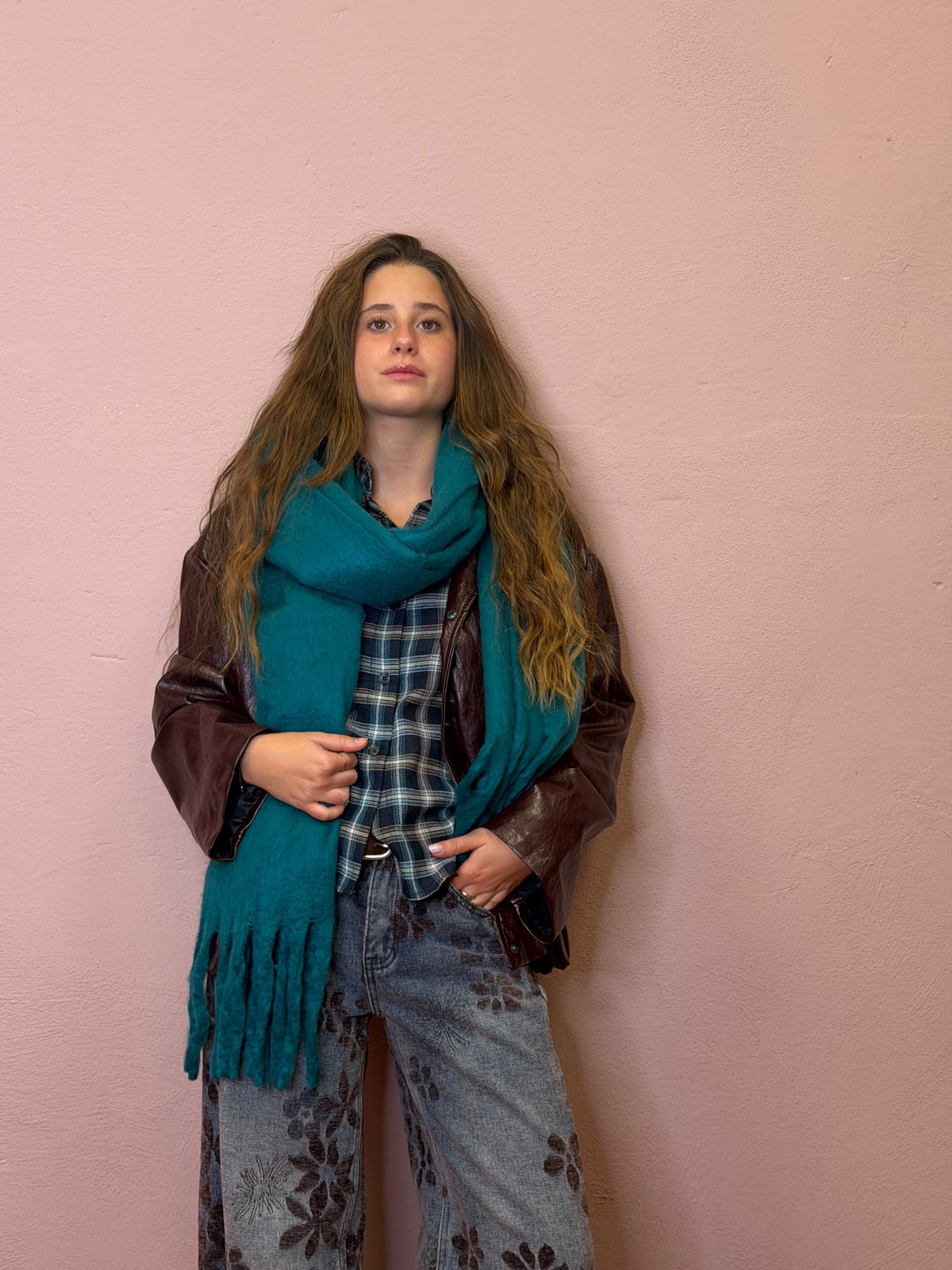 Jeans con ricami palazzo - GRIGIO