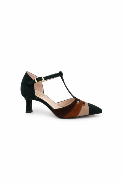 Décolleté mary jane - VERDE/BEIGE/CUOIO