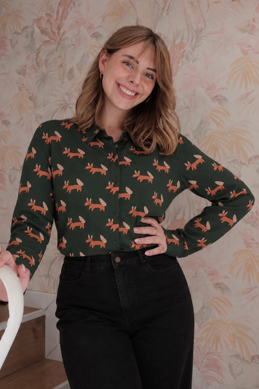 Camicia stampa volpe - VERDE