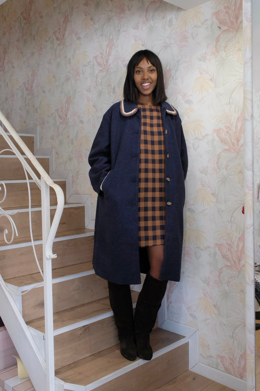 Cappotto con dettaglio uncinetto - BLUE