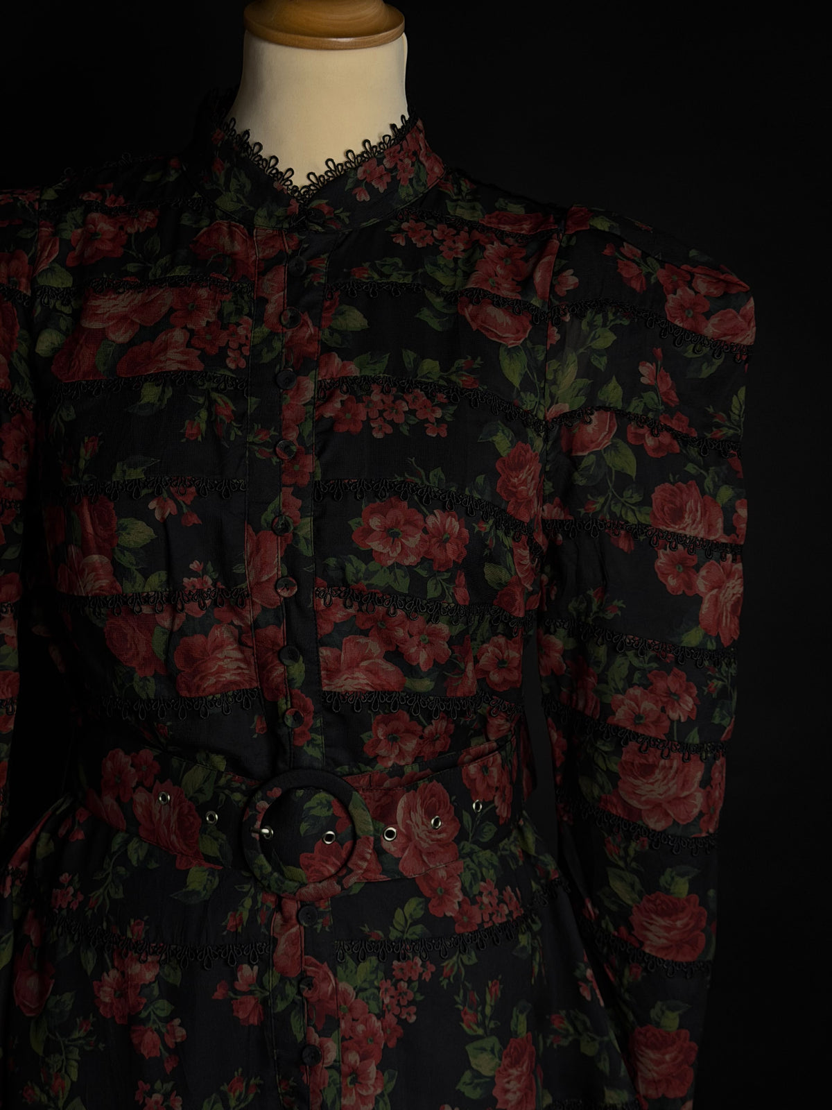 Abito corto stampa rose - NERO