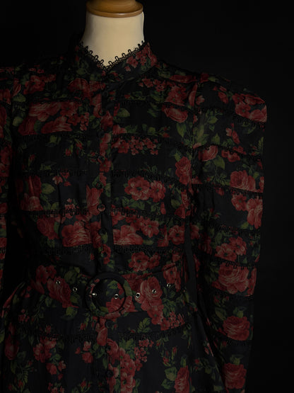 Abito corto stampa rose - NERO