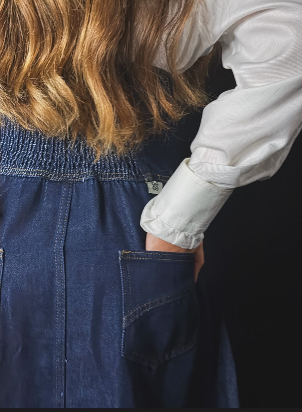 Salopette in denim con ricami - BLUE