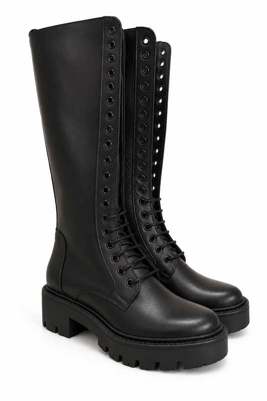 Stivale ROSY con lacci - NERO