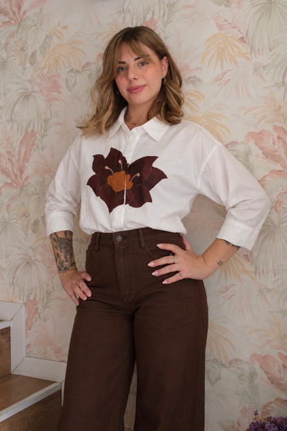 Camicia stampa fiore - BIANCO