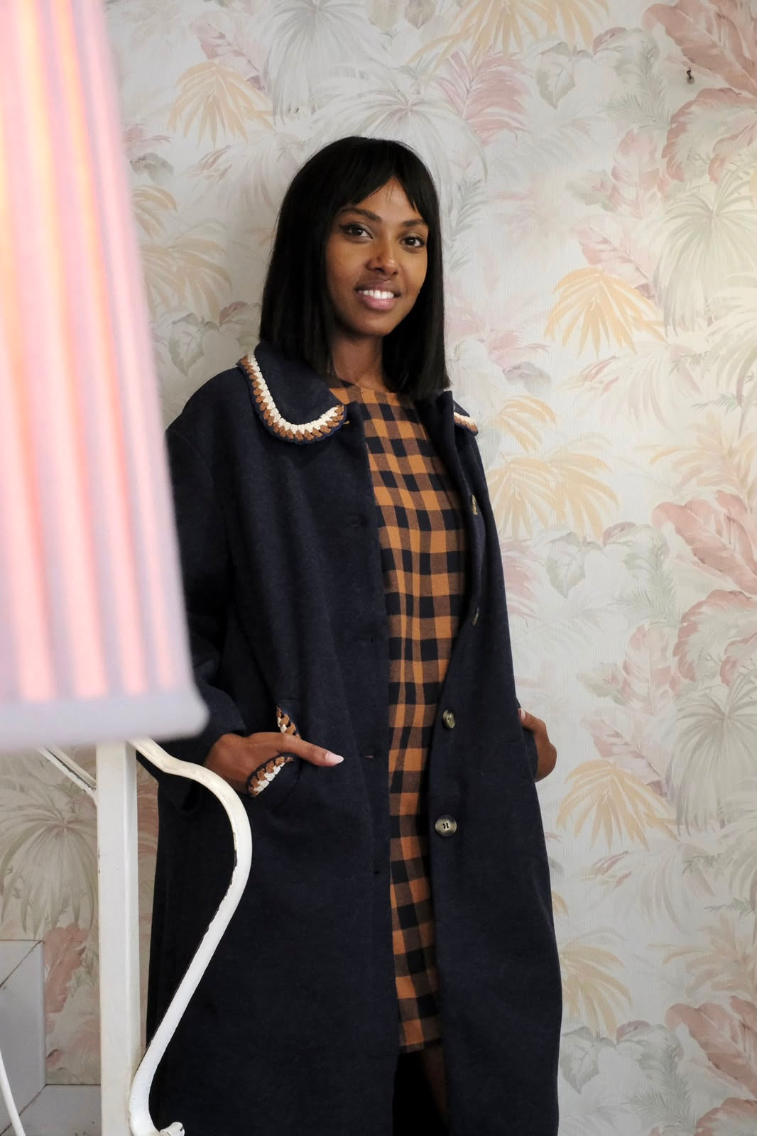 Cappotto con dettaglio uncinetto - BLUE