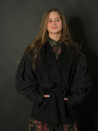 Cappotto chiusura kimono - NERO
