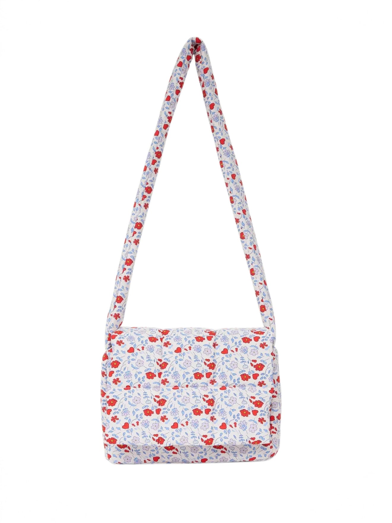 Borsa imbottita con fiori- AZZURRO
